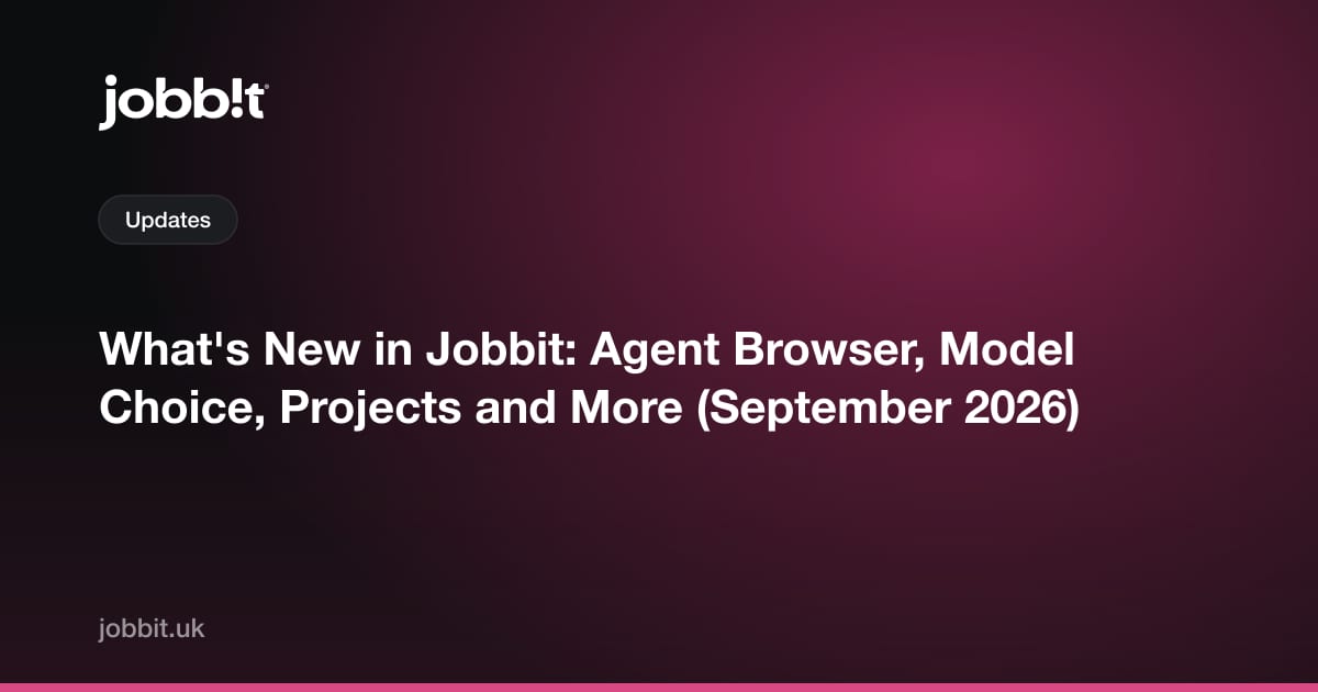 Nyheder i Jobbit: agent-browser, modelvalg, Projects og mere (september 2026)